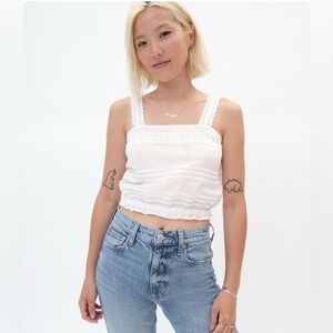 Aeropostale White Lace Trim Bubble Top - Size M - NWT